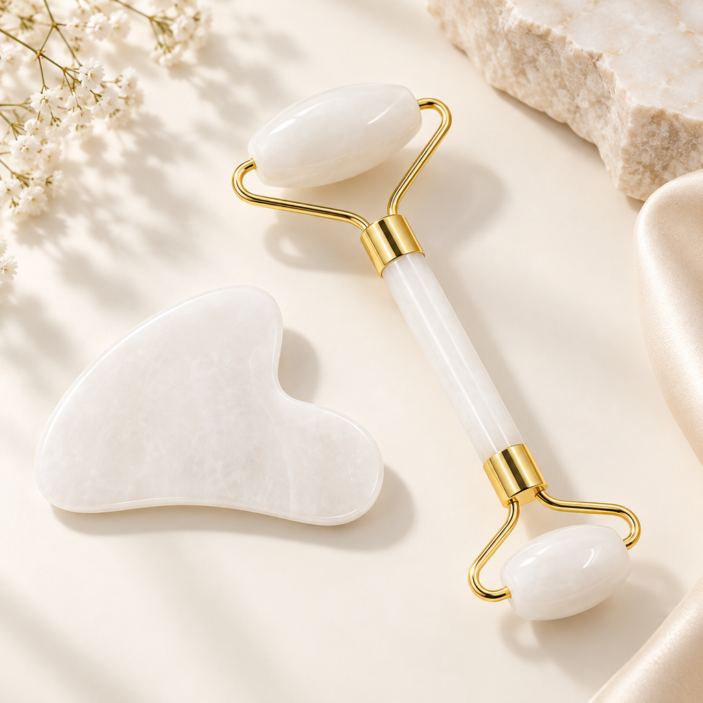 Natural Jade Roller & Gua Sha Set facial & body massage