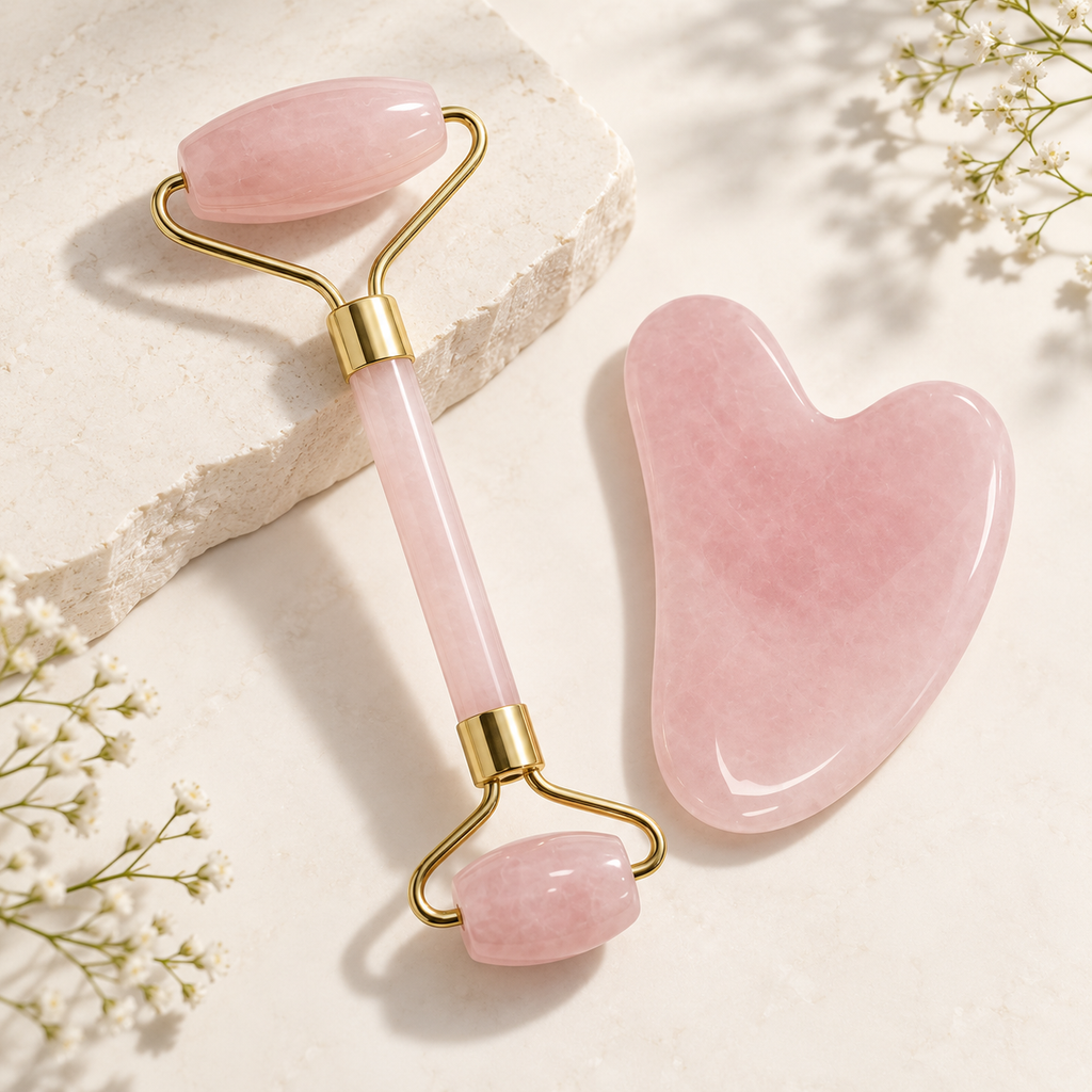 Natural Jade Roller & Gua Sha Set facial & body massage