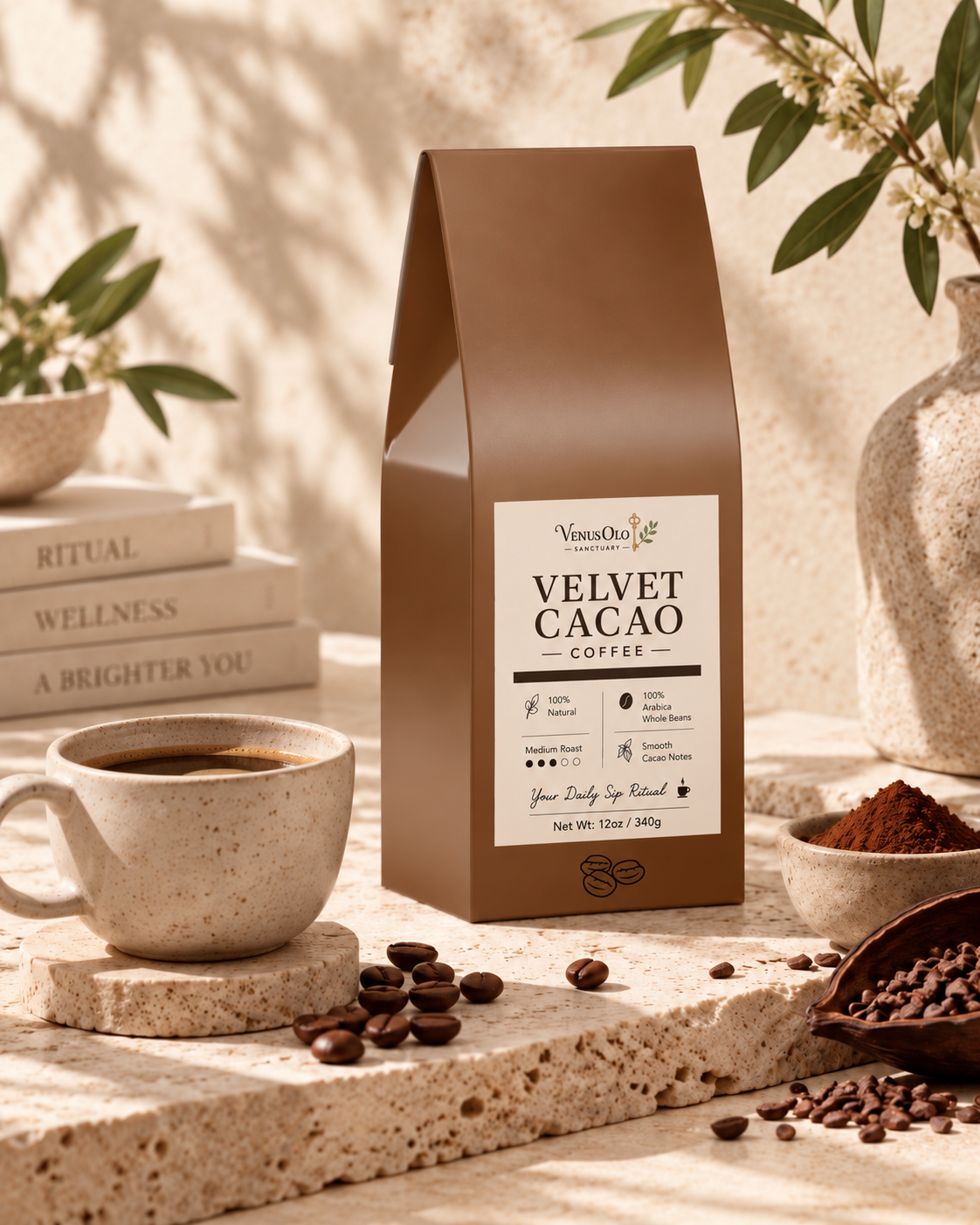 Velvet Cacao Coffee,
 (Medium Roast)