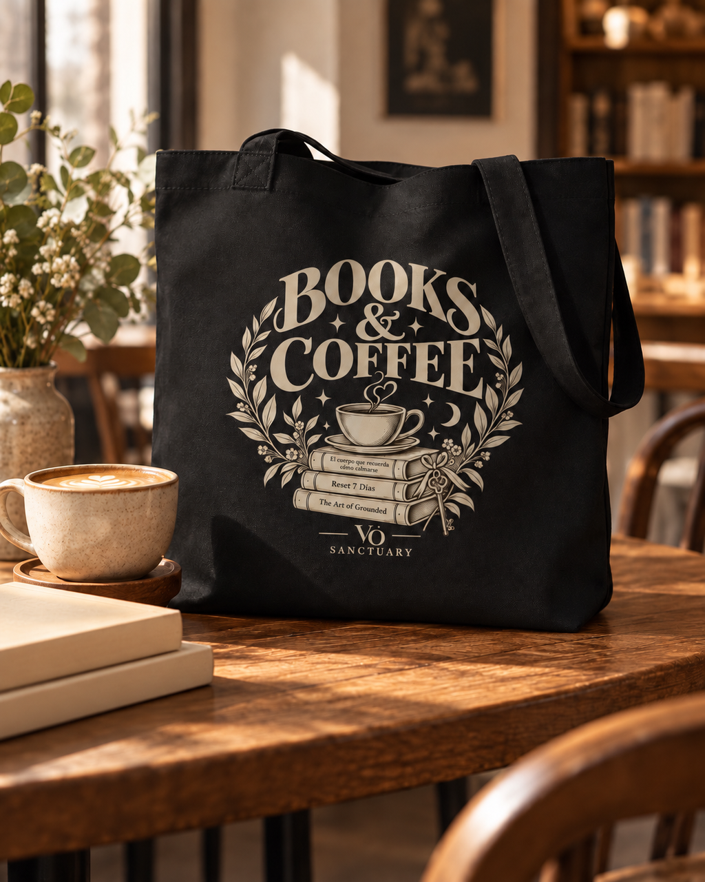 Books & Coffee — 100% Organic Cotton Tote Bag