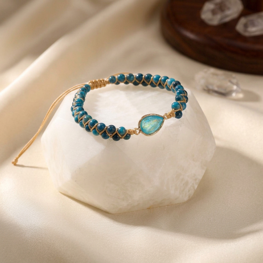 Cross-border Natural Stone Bracelet Water Drop Shape Sapphire Couple Woven Bracelet